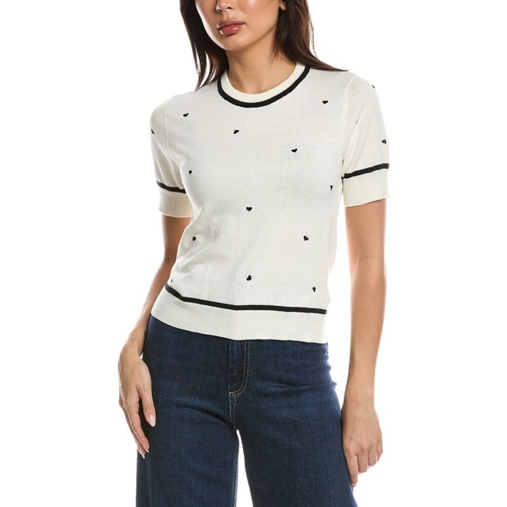 Wispr Womens  Mini Heart Embroidered T-Shirt, White